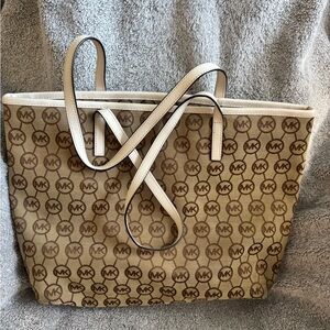 Michael Kors Tan and Brown Logo Tote